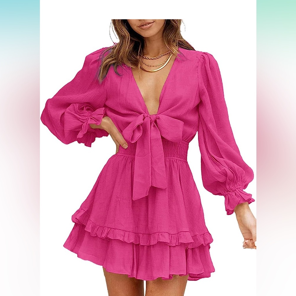 Bright pink long sleeve dress!